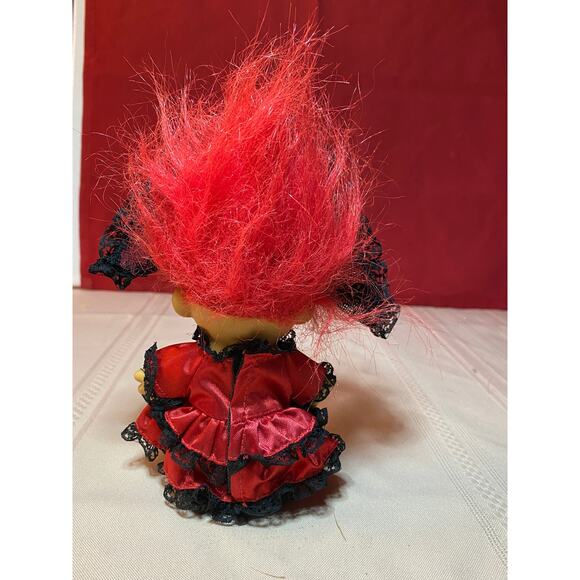 Vintage RUSS Around the World Troll Doll Girl 5" Red Black Lace Dress Veil SPAIN - Picture 15 of 16
